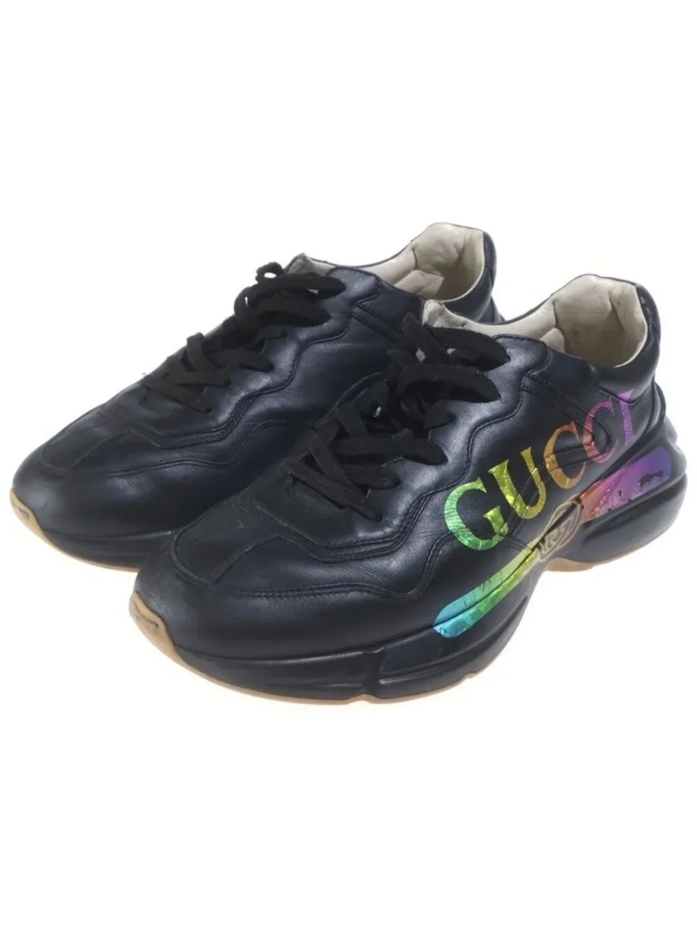 Gucci Rhyton GG Supreme Leather Dat Sneakers Black